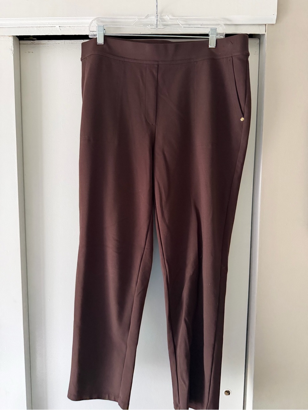 Liz Claiborne Straight-Leg Pull-On Pants in Dark Brown
